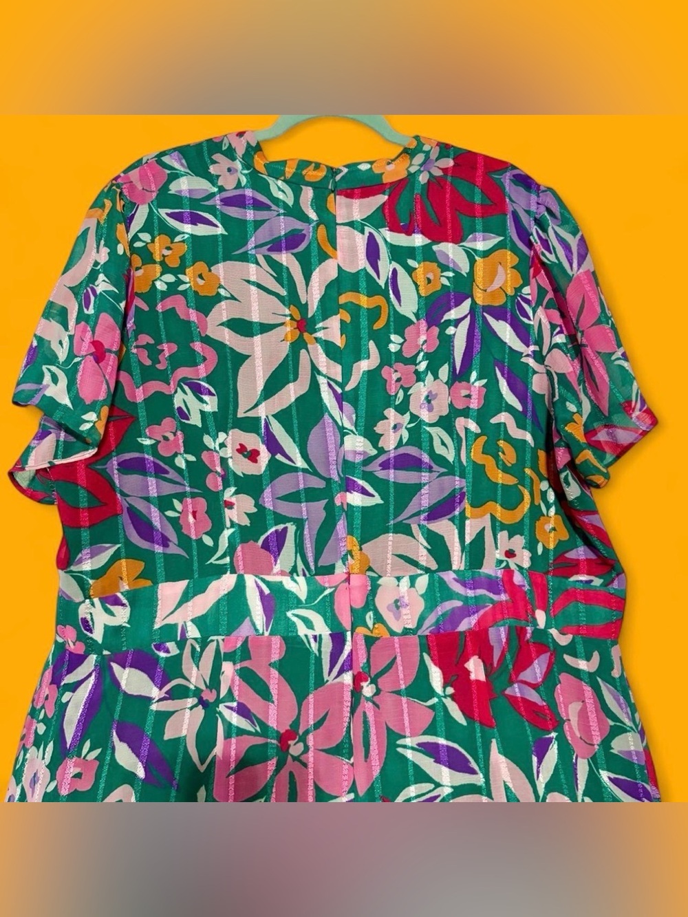 Maggy London Green Floral Tie-Neck Midi Dress - Picture 7 of 8
